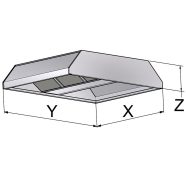   EL 220-30-210 Rozsdamentes dupla sziget elszívóernyő, 2200x2100 mm