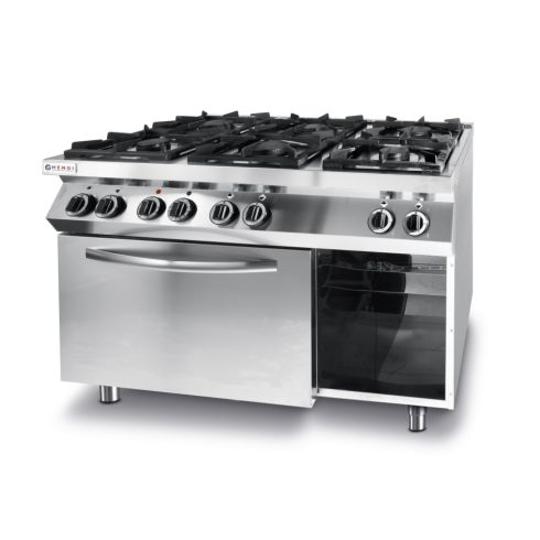 Hendi 225899 Gas cooker Kitchen Line 6-burner with convection oven GN 1/1